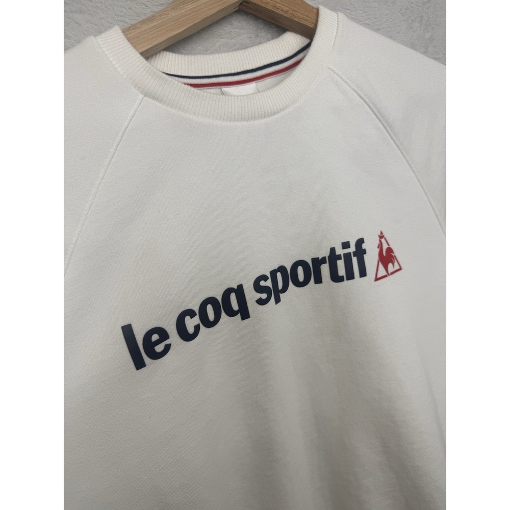 Le Coq Sportif Sweatshirt White Spellout Logo Crewneck Retro Sportswear Mens S - Picture 3 of 9